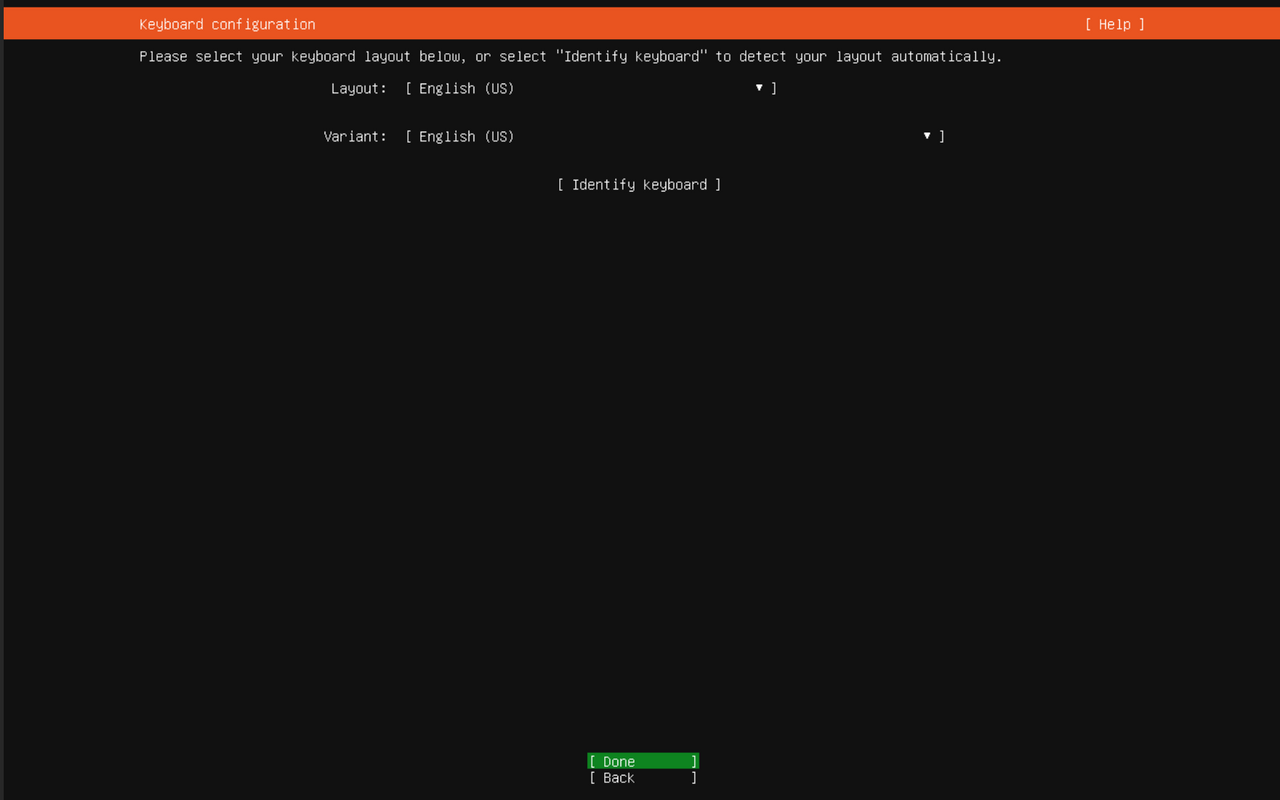 Keyboard layout selection screen