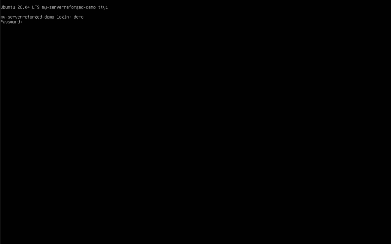 The login prompt after restart